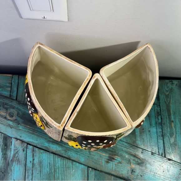 Mushroom Canister Arnels Vintage 70s Divided Canister Missing One Canister & Lid - Picture 3 of 14